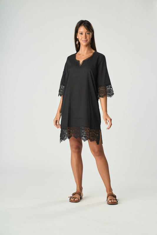 Caftano Tinta Unita Nero