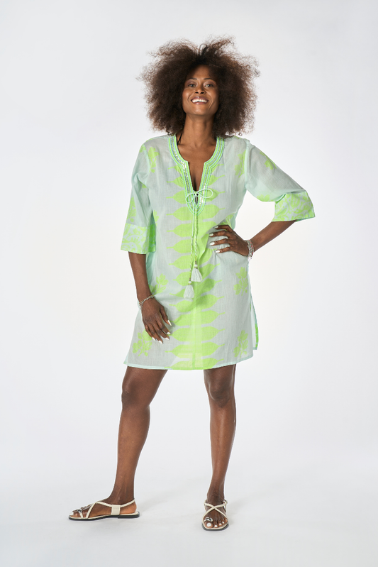 Caftano Boho Chic Acqua/Lime