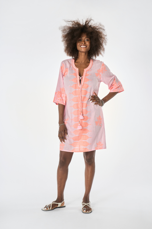 Caftano Boho Chic Rosa/Arancio