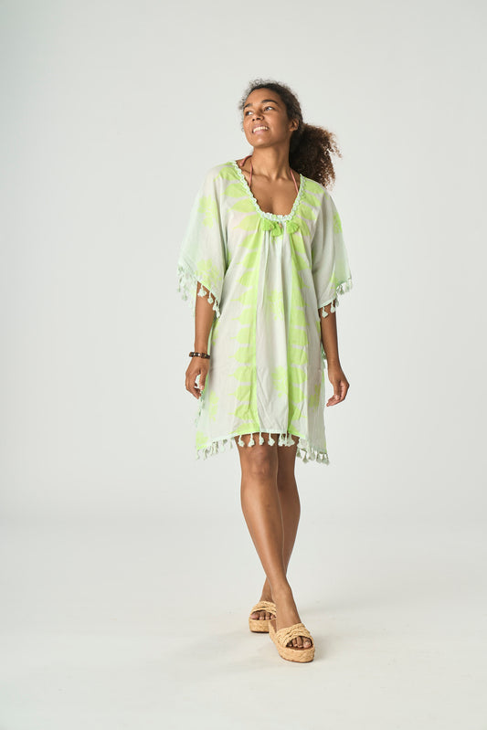 Poncho Boho Chic Acqua/Lime