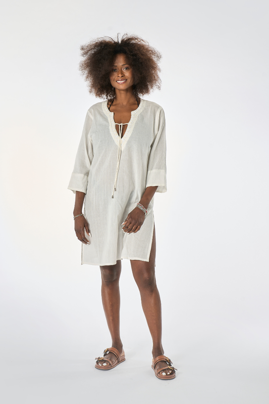 Caftano Tinta Unita Bianco