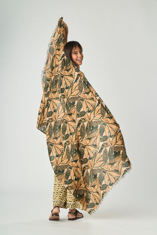 Stola Pareo Batik Foglie Kaki