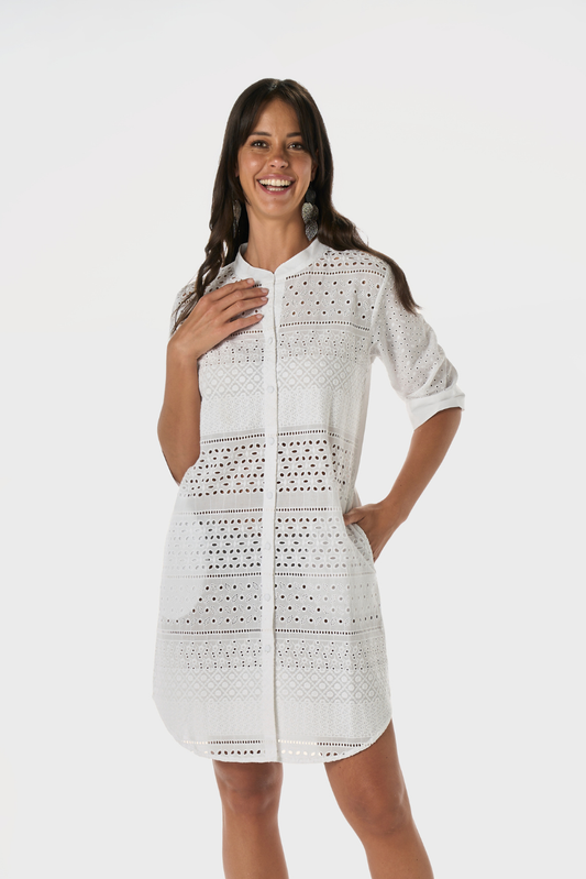 Camiciona Sangallo Patch Bianco