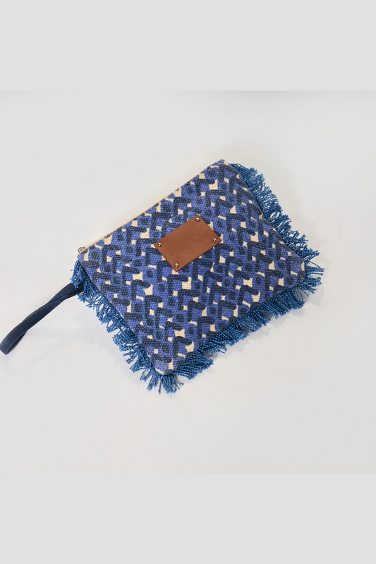 Pochette Batik Geometrico Bluette