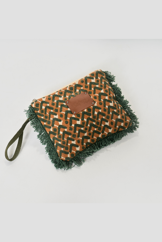 Pochette Batik Geometrico Kaki