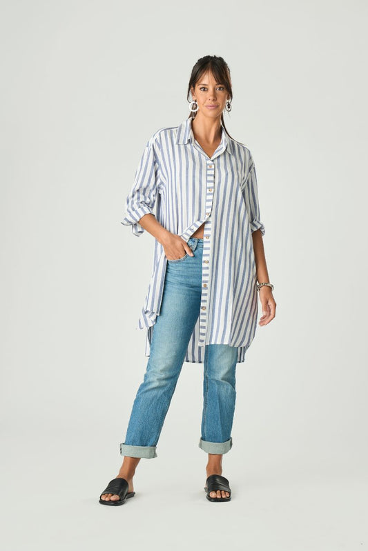 Camiciona Righe Bianco/Blu