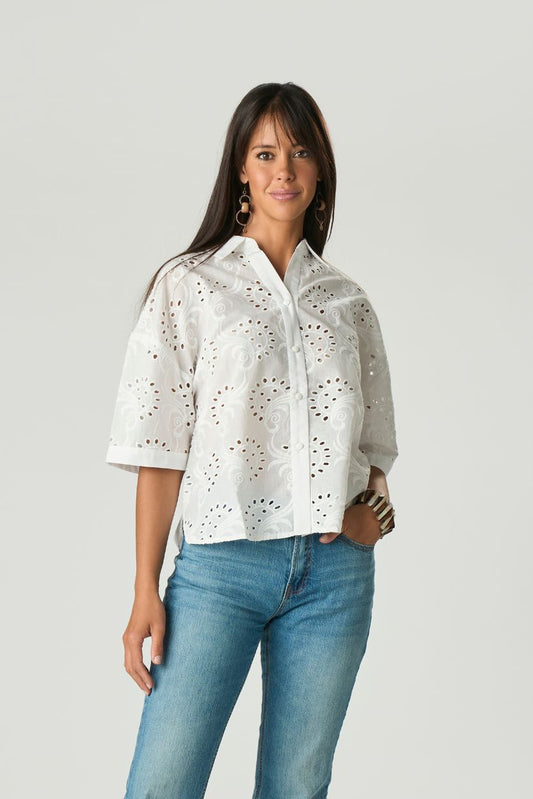Camicia Mezza Manica Sangallo Bianco