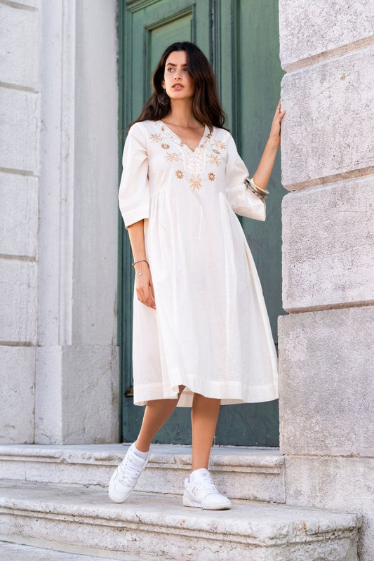 Abito Midi El Dorado Avorio