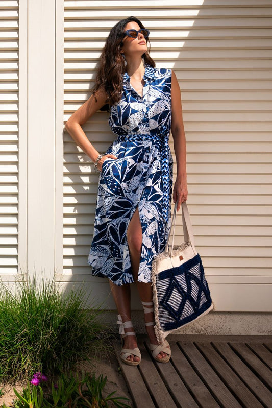 Chemisier Batik Foglie Blu