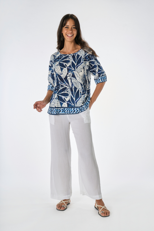 Blusa Batik Foglie Blu