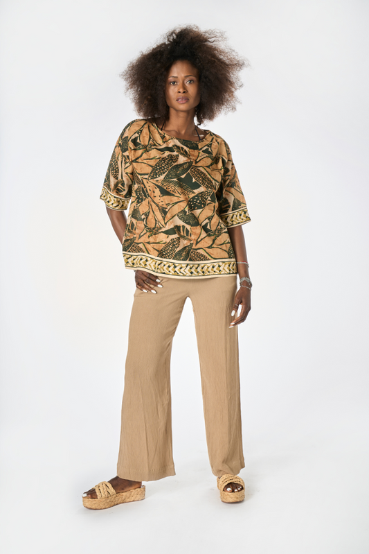 Blusa Batik Foglie Kaki