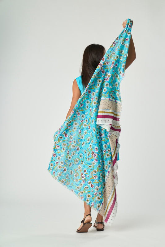 Stola / Pareo Margherite Turchese