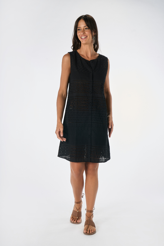 Abito Smanicato Sangallo Patch Nero