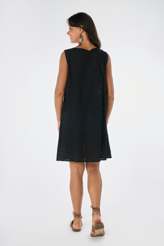 Abito Smanicato Sangallo Patch Nero