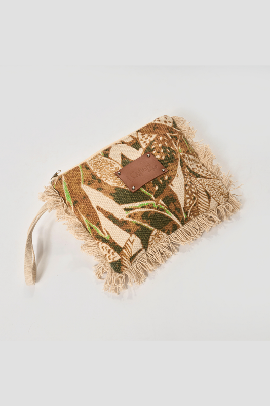 Pochette Batik Foglie Kaki