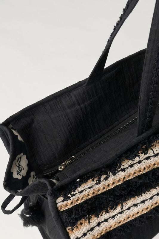 Borsa Mare Ricamato Nero