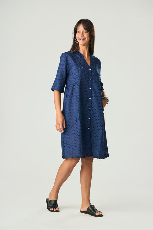 Abito Mezza Manica Sangallo Navy