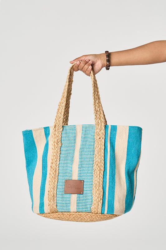 Borsa Mare Righe Turchese